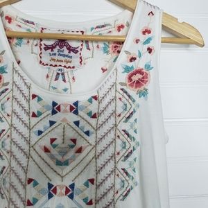 Johnny Was Embroidered Cotton Tank Dress